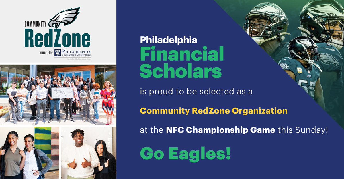futurestandard_'s tweet image. We are so proud of our non-profit in residence, @PHLFinScholars for being highlighted as one of the @EaglesComms Community RedZone non-profits at Sunday’s NFC Championship game! ow.ly/CeCt50MCobO
