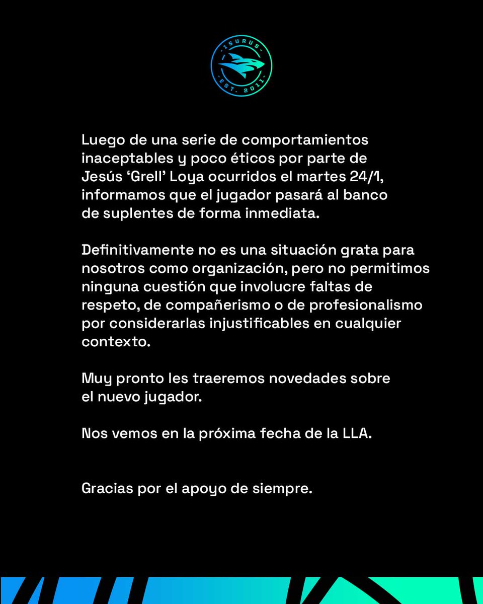 teamisurus's tweet photo. Comunicado Oficial: #LLA https://t.co/AAXKSfAspZ