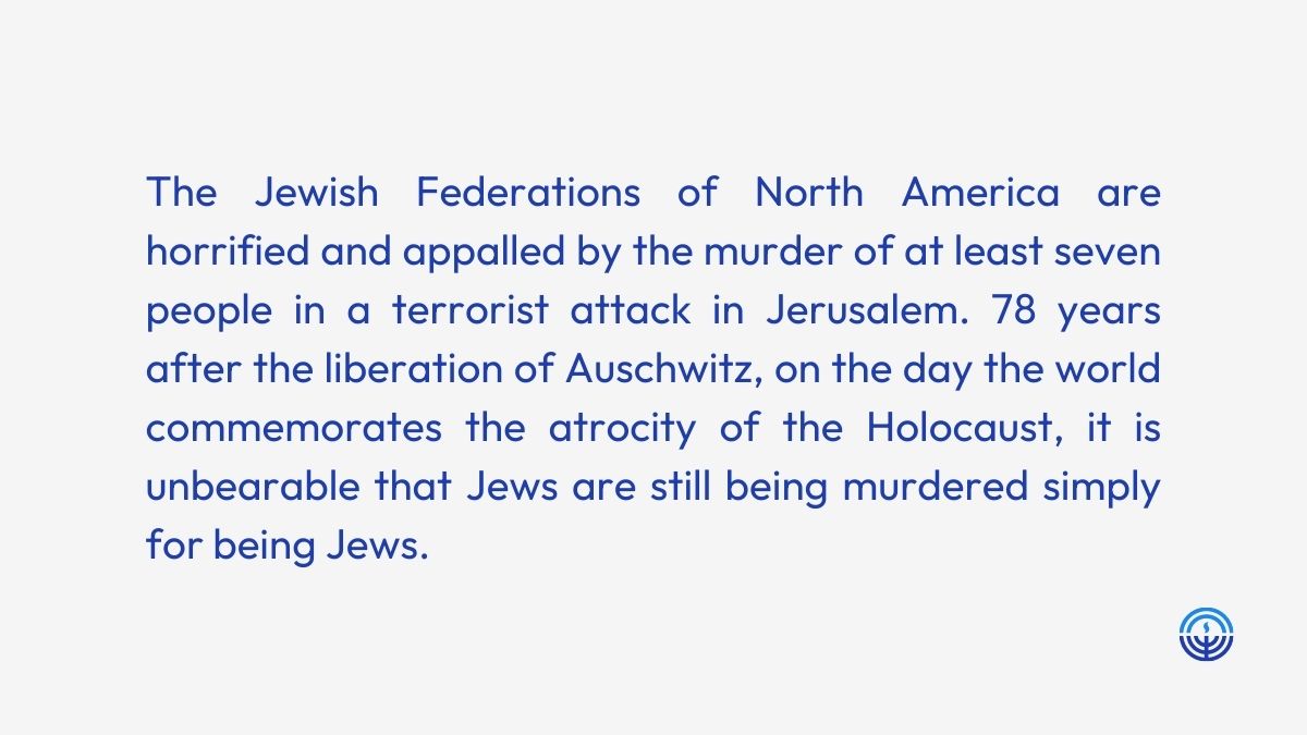 78 years after the liberation of Auschwitz, on the day the world commemorates the atrocity of the Holocaust, it is unbearable that Jews are still being murdered simply for being Jews.  (2/3)