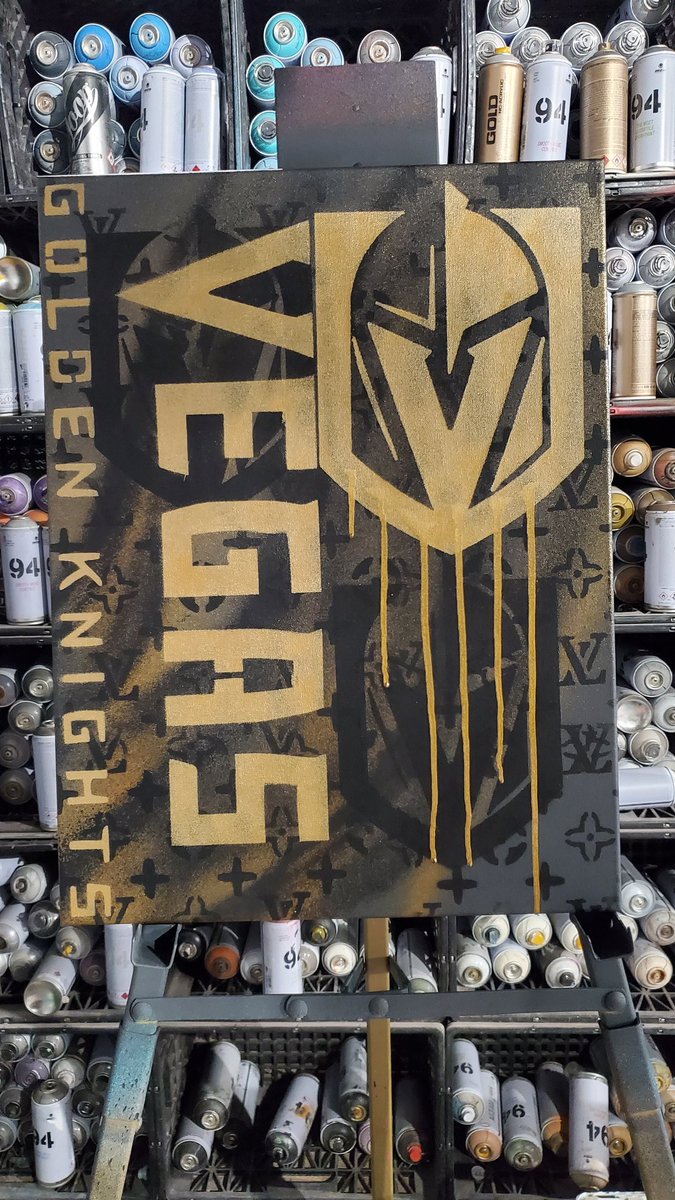 18'×24' @GoldenKnights themed. Aerosol on canvas; Original, 1 of 1.
#LasVegas #graffiti #lasvegasgoldenknights #hockey #goldenknights #art