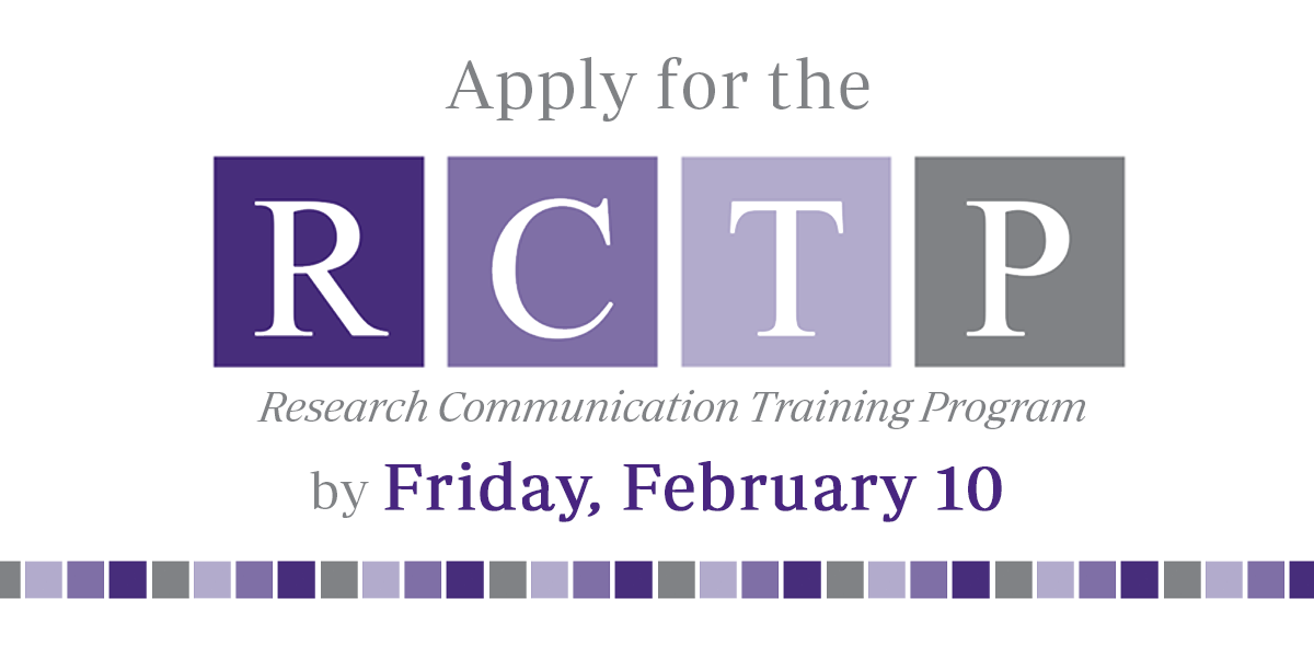 Applications are open for the Research Communication Training Program (RCTP), a 10-week workshop designed to enhance the communication skills of TGS students and postdoctoral trainees across disciplines and backgrounds.

Learn more + apply by Feb 10 @ spr.ly/60163jbv0.