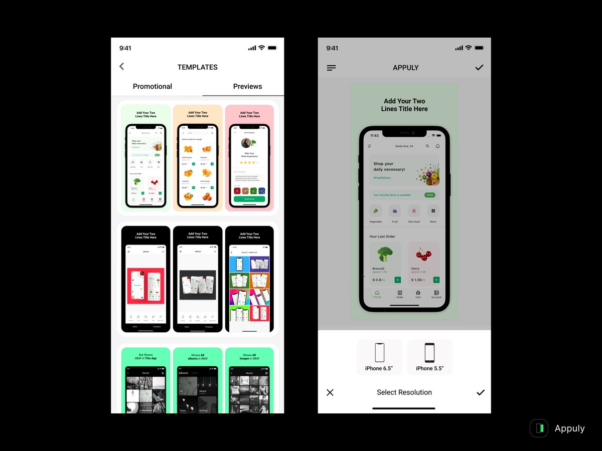 Using <a href="/AppulyApp/">Appuly - Create mockups</a> , you can create your app's AppStore preview screenshots just in a second.

No more wrong pixel sizes issues when you drop preview screenshots. 

Please retweet to spread the news!