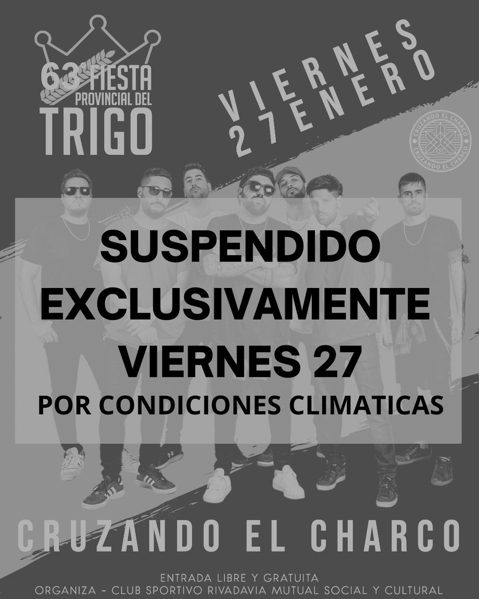 COMUNICAMOS LA SUSPENSION DE LA EXPOSICION Y SHOWS PROGRAMADOS EXCLUSIVAMENTE PARA LA NOCHE DE HOY VIERNES 27 01