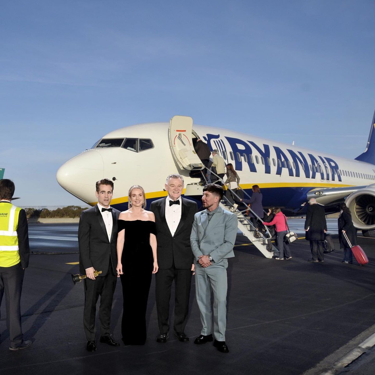 Irelandwest's tweet photo. We’ve confirmed with @Ryanair there won’t be any problems with putting a few overweight gold statuettes in hand luggage around mid March for the homecoming in Achill 😉 #banshee #inisheeraranislands #achillisland #oscars2023 #bansheesmovie https://t.co/bGf62HWC3k