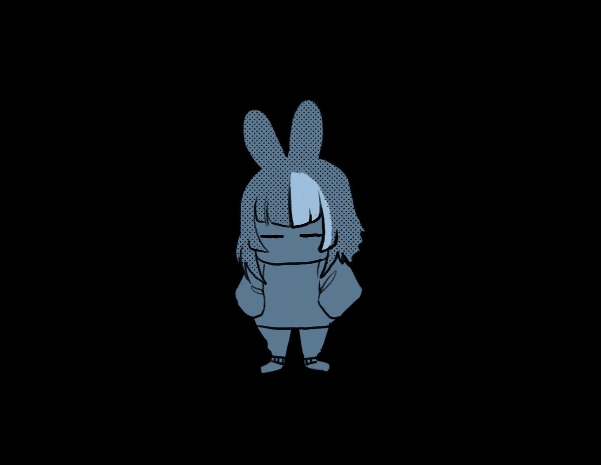 1girl solo animal ears black background rabbit ears monochrome closed eyes  illustration images