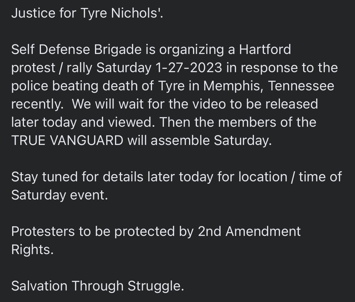 blm860's tweet image. 1pm tomorrow from Lozada Park to Hartford police station. 

Armed security will will be present.
