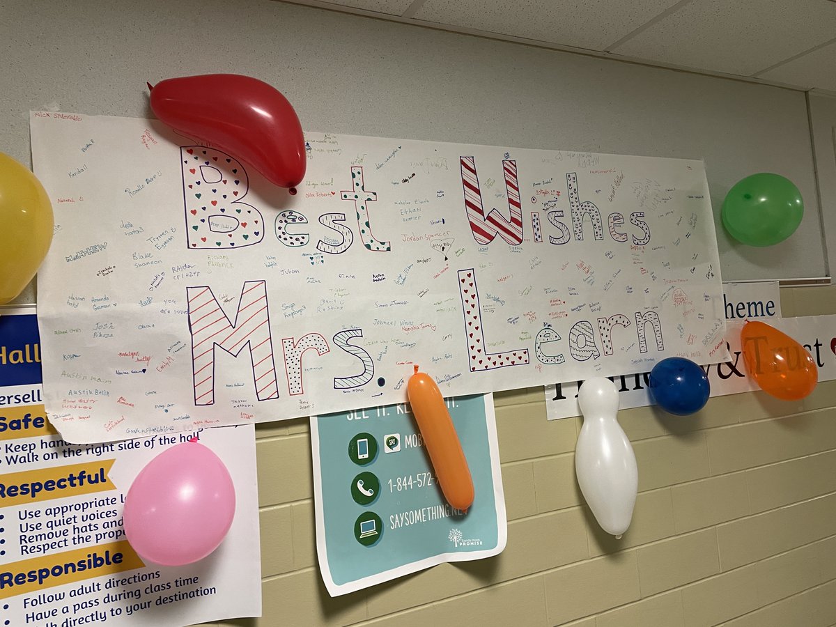 JamestownSchool's tweet photo. #Persell Middle School bid a fond farewell to longtime paraprofessional Cindy Learn on Friday afternoon. Mrs. Learn is retiring after 23 years at Persell. Students, staff, and special guests lined the hallways to give Mrs. Learn a surprise "clap-out." Congratulations, Mrs. Learn! https://t.co/LmZQ3vaJAc
