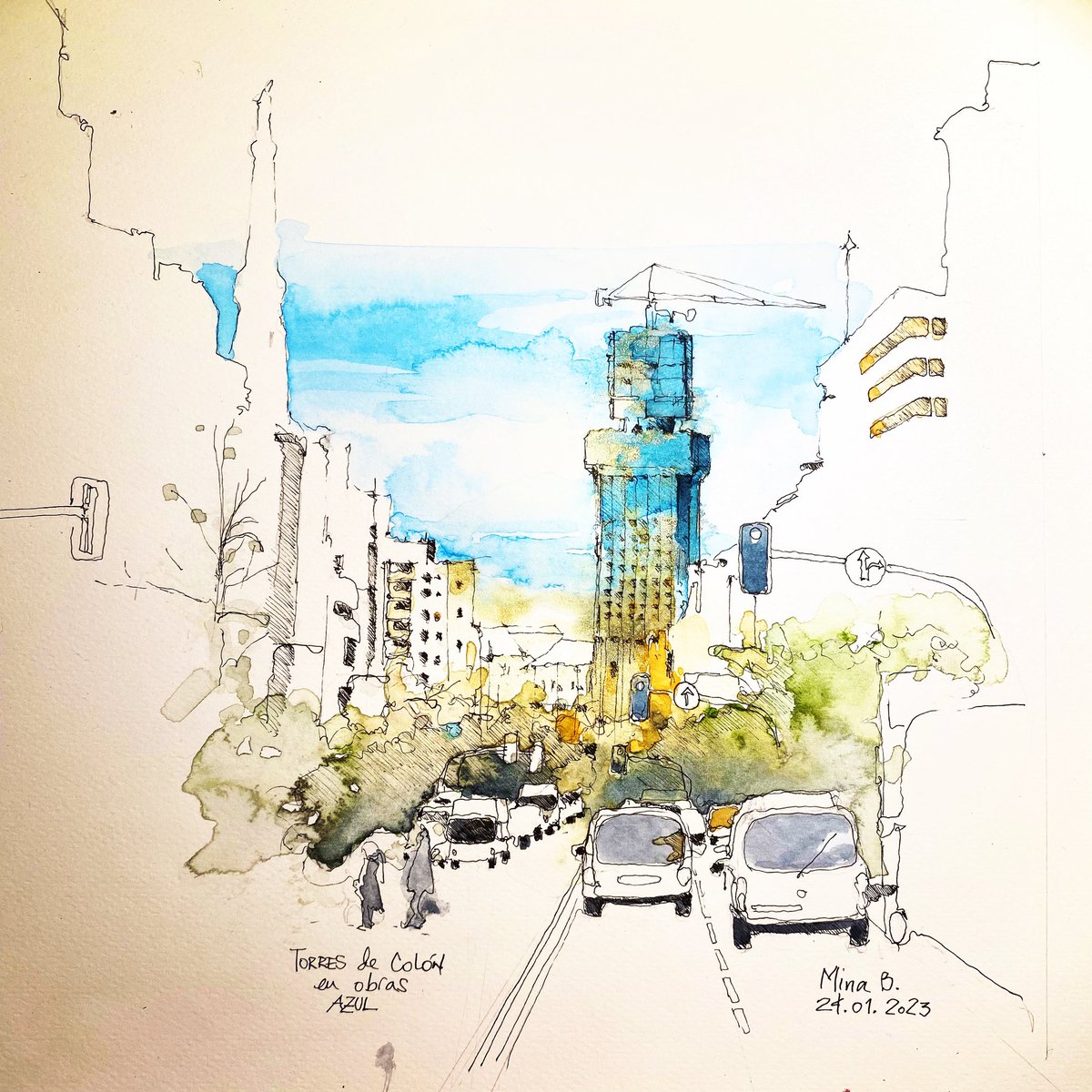 Torres de Colón. Madrid. En obras. Luz del Este.