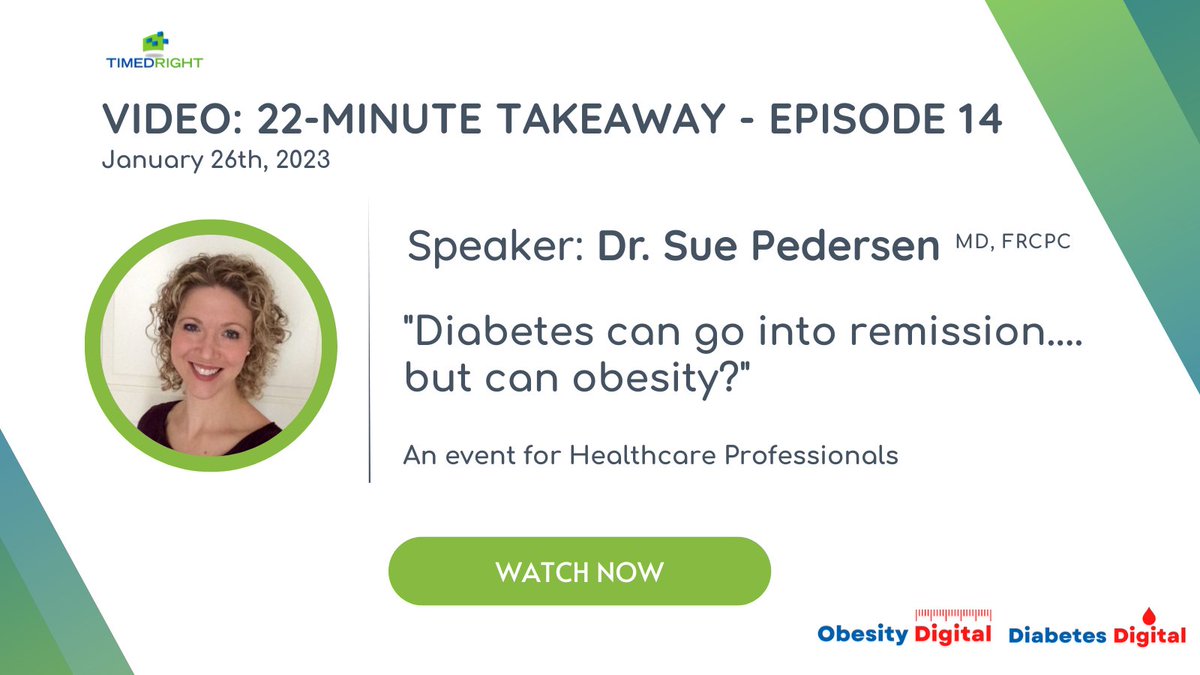 TIMEDRIGHT's tweet photo. #ICYMI: Check out yesterday's webinar with @DrSuePedersen on "Diabetes can go into remission.... but can obesity?"

Watch Now: https://t.co/hn8Nd3xvRy

#diabetes #diabeteschat https://t.co/5XUyMKD9SB