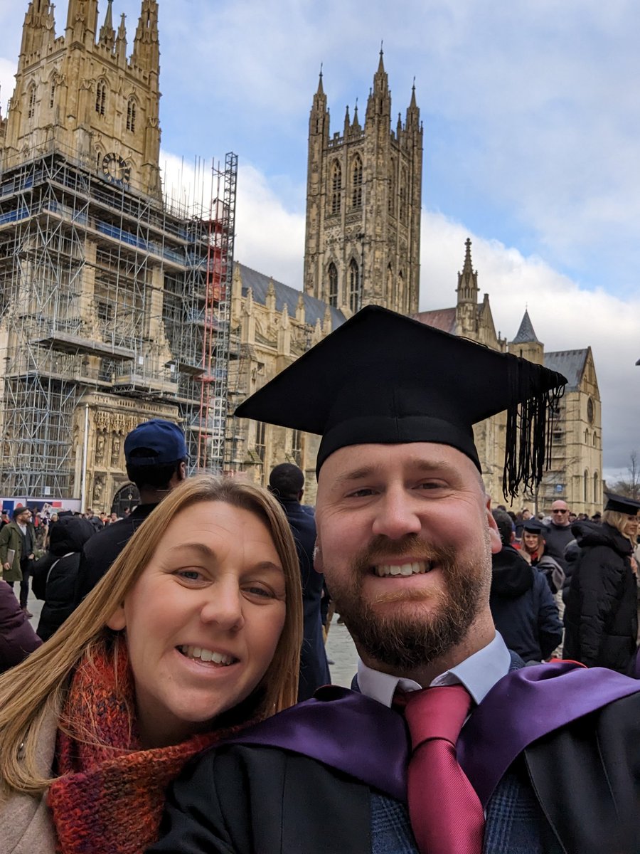 SeanM_ODP's tweet photo. Finally got to graduate for my MSc this afternoon! Great day followed by a Thai with the wife! 

#CCCUGraduation @CanterburyCCUni https://t.co/QVLergBn4U
