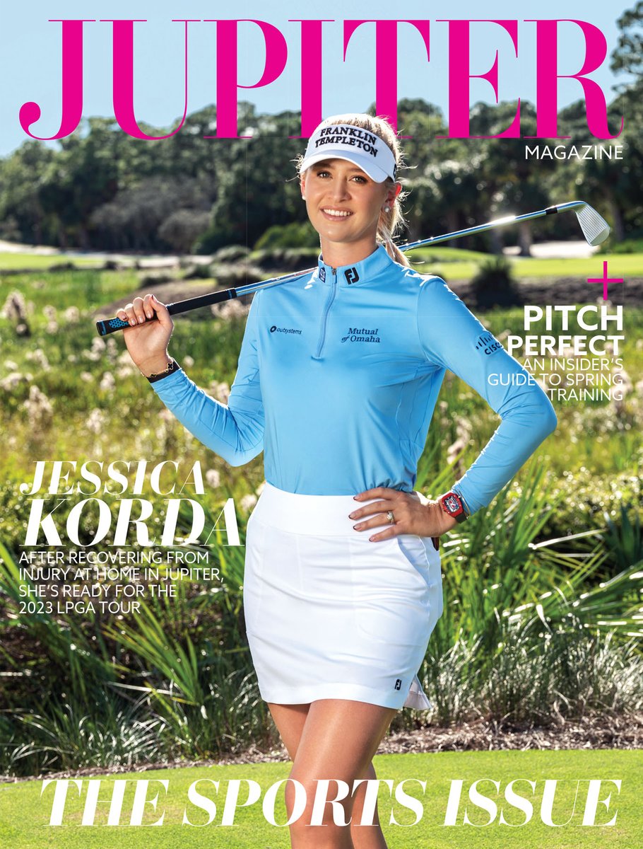 JupiterMagazine's tweet image. This month's issue celebrates all things sports. On the cover, we meet pro LGPA golfer and Jupiter resident Jessica Korda. Last year, Korda's killer season was cut short by an injury, but she's back and ready for a big comeback in 2023. Shot by Ben Rusnak.