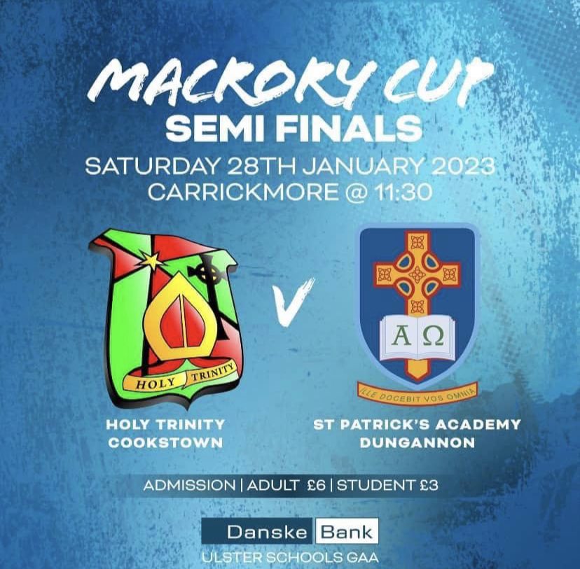 Good luck to all our club representatives playing in the MacRory Cup Semi Final tomorrow morning!  

We have club representatives on both teams and we wish them the best of luck.
#frrocks #macrorycup #ulsterschoolsgaa