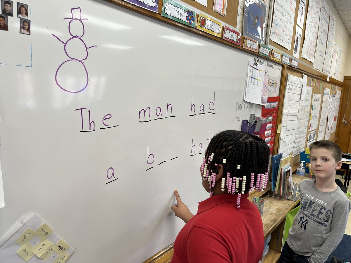 Today 1D played Mystery Sentence using only letter sounds to guess. If the sound is not in the word I added a part to a snowman. They had to guess the sentence before I built the snowman! Great twist on an old classic! <a href="/gecdsbpro/">GECDSB PR</a> <a href="/CityFalcons/">Ford City Falcons</a>