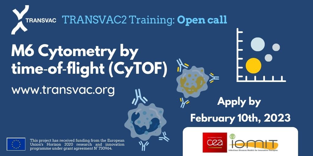 EuropeVaccine's tweet photo. 📢Open call for #TRANSVAC2 free training on #Cytometry by time‐of‐flight (CyTOF)! Learn about a mass-cytometry applied to assessing immune response in human &amp; animal models with course #M6 by @CEA_Jacob_. 
🎓Course details: https://t.co/DXqAPZoZn6 
📝Apply now!
#EUfunded https://t.co/DhhY1jr1SN