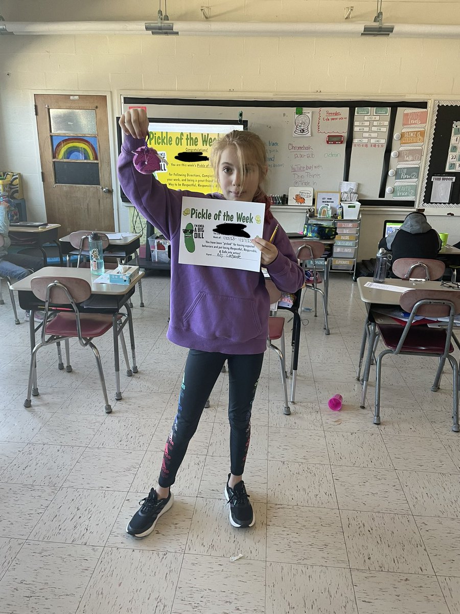 HAYmslagarde's tweet photo. Another Friday, another deserving Pickle of the Week! This student was able to use her strategies to follow expectations, finish her class work, and even ace not 1, but 2, quizzes this week! Way to go! https://t.co/h5Vhi1qOSL