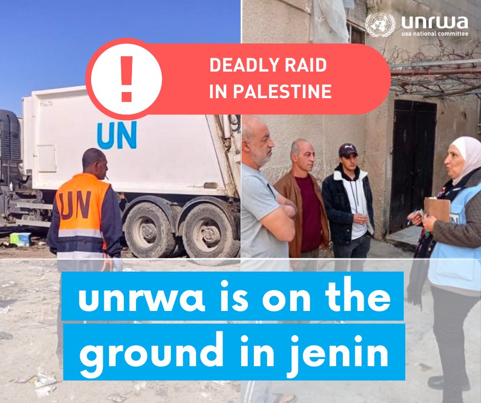 unrwausa's tweet photo. Right now, @UNRWA health and sanitation workers are on the ground in #Jenin, going above and beyond to provide urgent care, assistance, and services to Palestine refugees. But they need your support. 

Give a contribution today: https://t.co/G5P7ttTSOj https://t.co/k8Gnp4Q4mQ