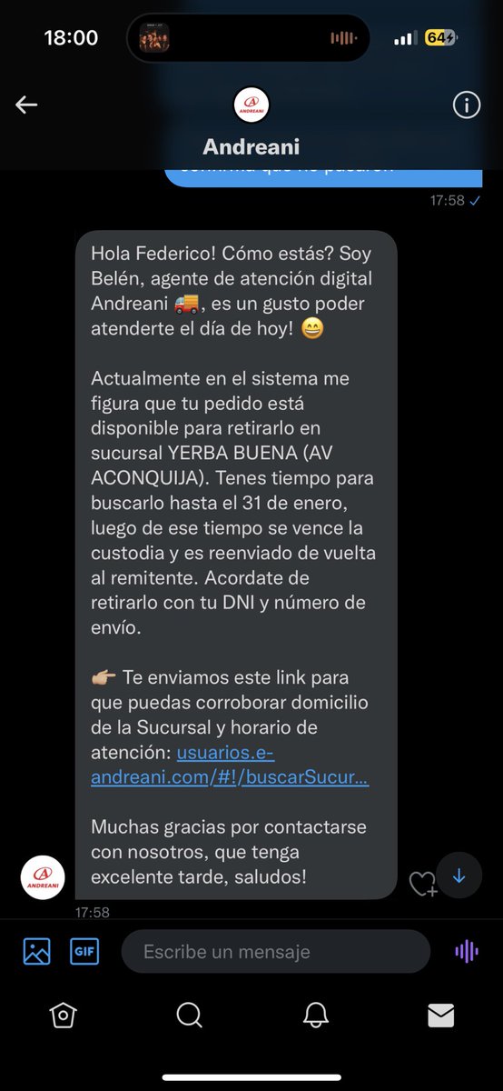 La respuesta de <a href="/AndreaniOk/">Andreani</a>. 
No visitaron mi domicilio nunca.
Una VERGÜENZA. <a href="/BAconsumidor/">DefensaAlConsumidor</a>  teléfono