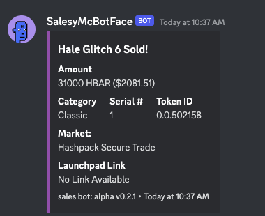 HGraphPunks's tweet photo. 31,000 $hbar (1.34 $eth) sale for Hale Glitch 6 from our genesis collection! 

Thanks to the #HGP community for their continued support! #HBARNFTs https://t.co/UjKGq0i4rv