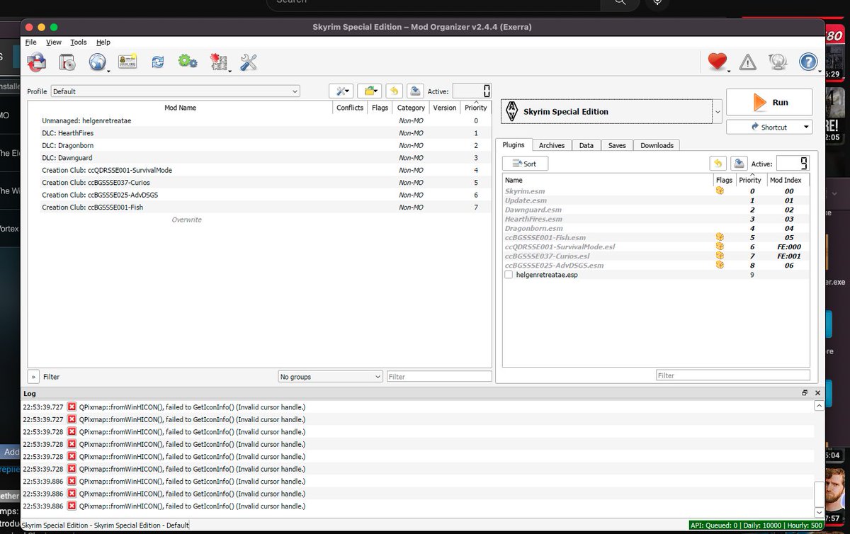 Exerra's tweet image. skyrim modding on mac be like