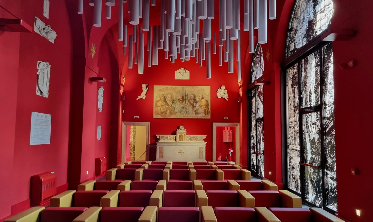 ArchEgSenatore's tweet photo. The new events space of the "Cappella dei Condannati" (Chapel of the Convicted) of the National Museum of Castel Sant'Angelo in Rome, designed by @larderarch and @ArchEgSenatore. https://t.co/aAViXBWmxR