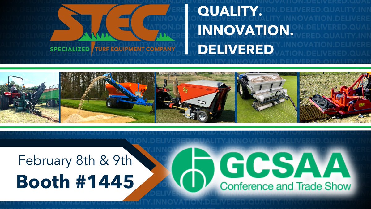STECEquip's tweet photo. In a few short days, the STEC Team as well as representatives from our manufacturers, will travel to Orlando, FL for the 2023 @GCSAAConference &amp; Tradeshow! Excited would be an understatement! @GKBmachines @trenchitnz @RotaDairon @VGR_equipment @Trilo_equipment  
BOOTH# 1445 https://t.co/DLneec39oO