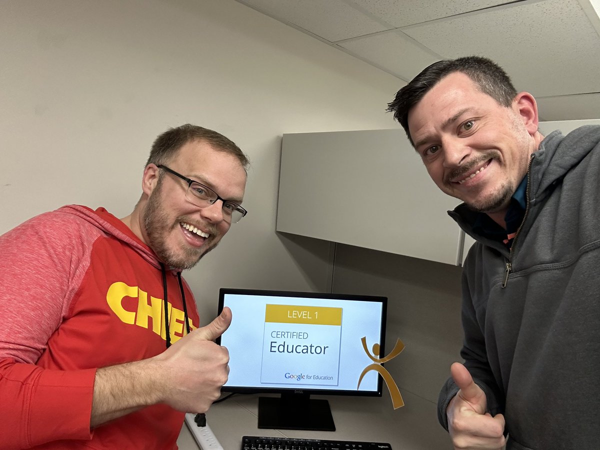 Mission complete!  @jf_converse and I earned our @GoogleForEdu Level 1 Certification today!  Check us out @EducPlus @cyberteacher