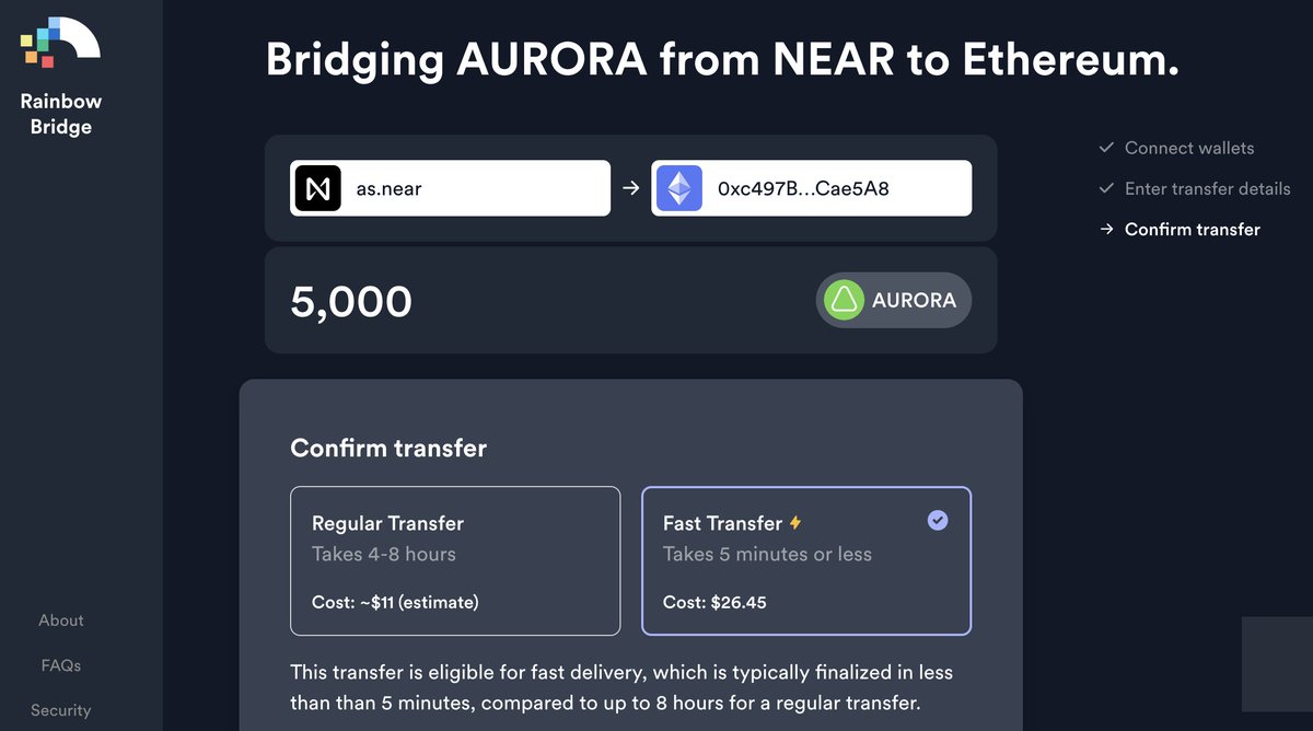 AlexAuroraDev's tweet photo. Rainbow bridge continues innovating, bringing the fastest possible (modulo Ethereum finality) permissionless bridging.
Now, in private beta test mode. You can join the test sending to @auroraisnear your NEAR wallet, name and org.
Huge win for the whole @NEARProtocol  ecosystem! https://t.co/CLTidKoDQw