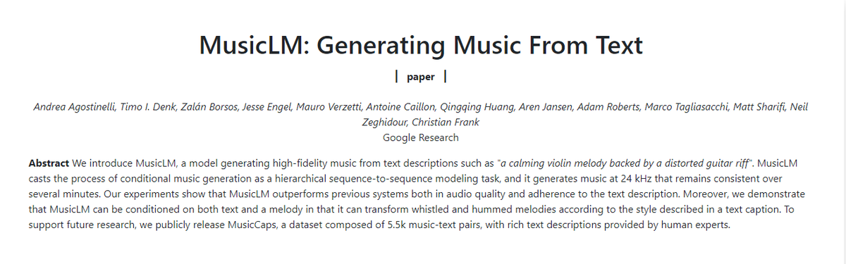 Future Sounds (whether you like it or not). google-research.github.io/seanet/musiclm…