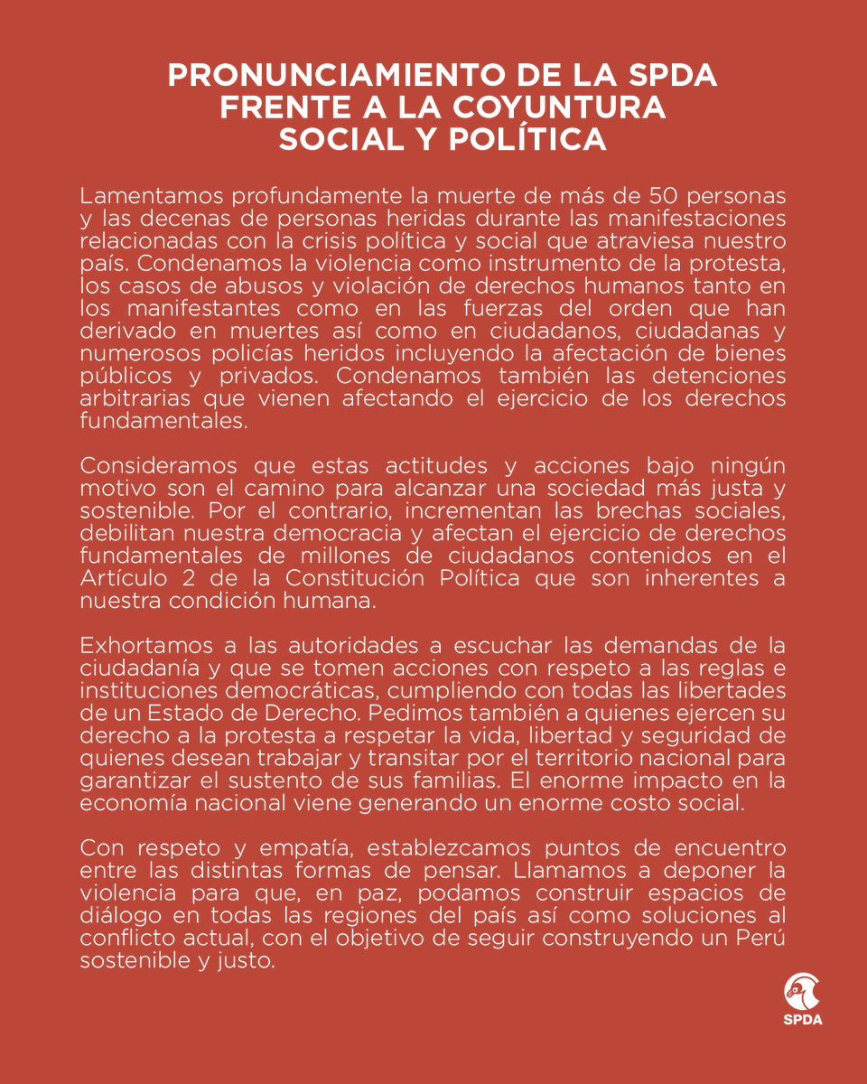 spdaorg's tweet photo. 🚨 #PRONUNCIAMIENTO | Frente a la crisis política y social que vive actualmente nuestro país, invocamos al diálogo y al respeto por los derechos humanos. https://t.co/GAgtuhQdxr