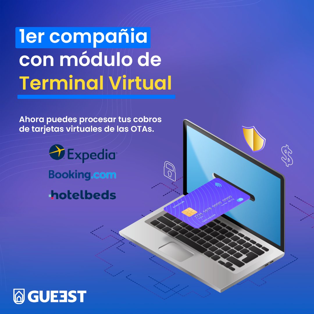 GUEEST es la primer compañía en México en ofrecer un módulo de Terminal Virtual para el cobro de las Tarjetas Virtuales de las OTAs.

#TecladoAbierto #TarjetaVirtual #softwarehotelero