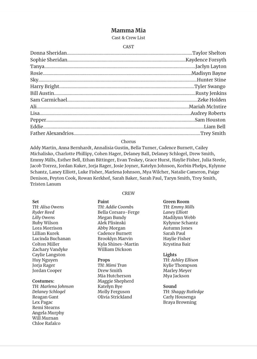 Congratulations to our Mamma Mia cast and crew members! Thank you all for taking on this incredibly fun and energy-filled adventure with us! 🌊☀️