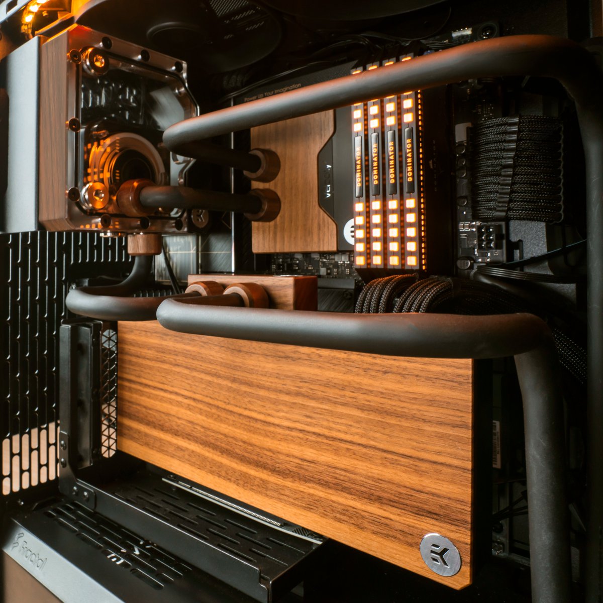 Ironside on X: Who knew a combination of the Fractal North, EK's Lignum  water blocks, and matte black tubing could create something so sleek?   🌲  / X
