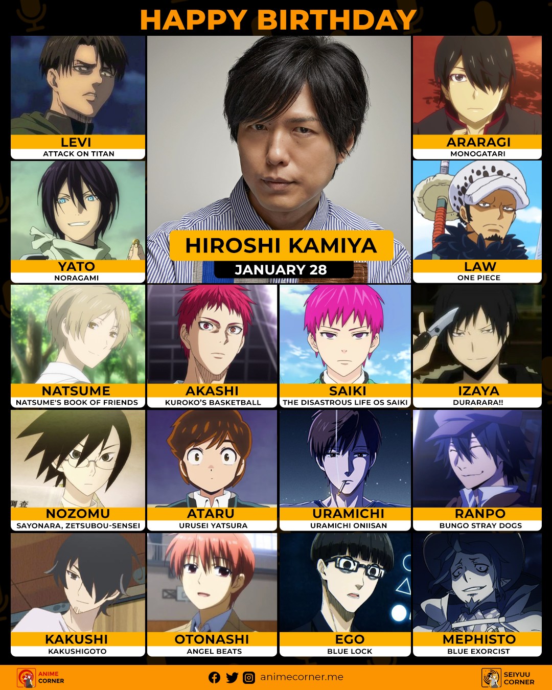 Happy 48th birthday to the iconic Hiroshi Kamiya! 