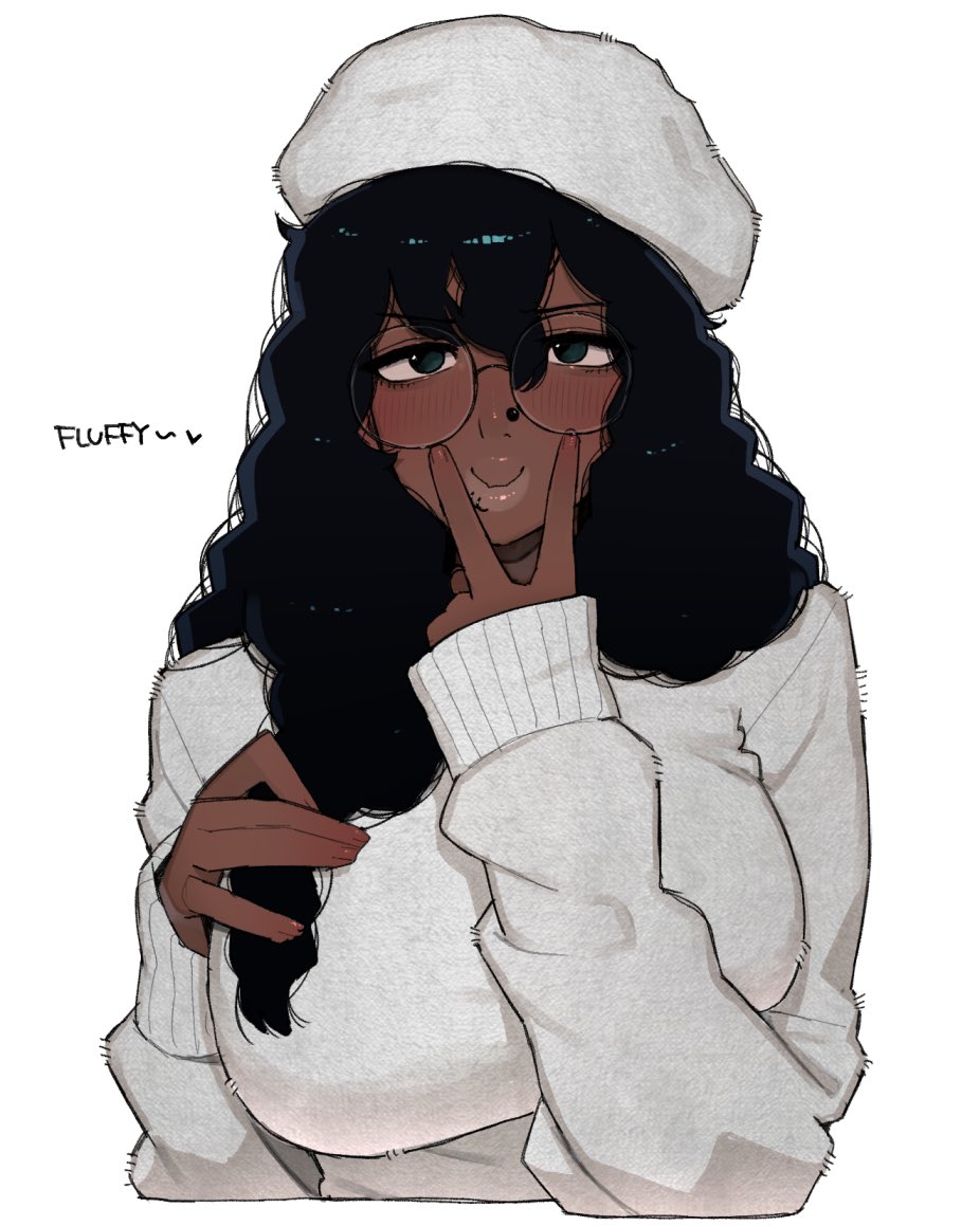 “It’s chilly out… Hehe, I’m all fluffy.”