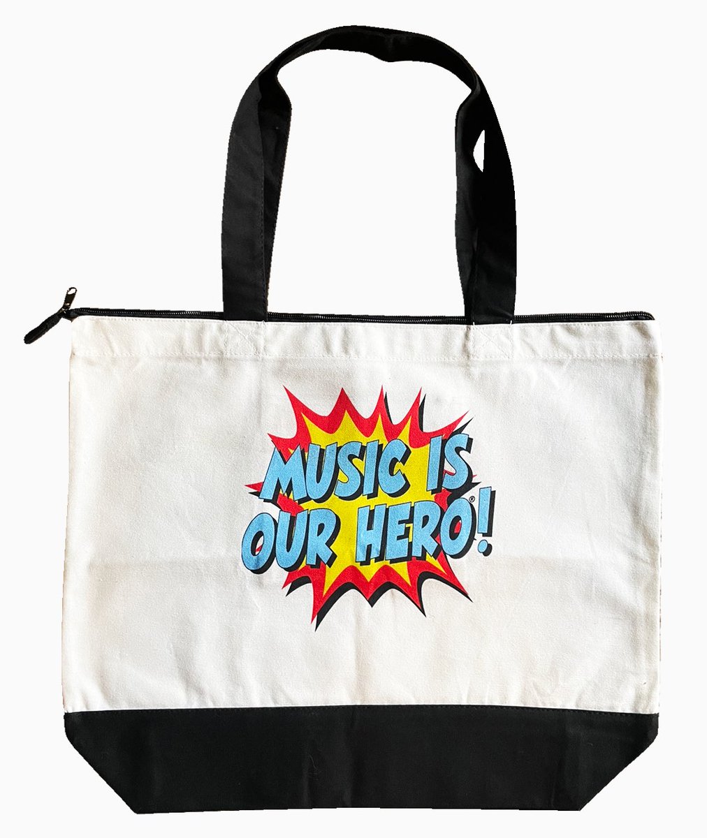 MUSICISOURHERO's tweet image. This stylish MUSIC IS OUR HERO®! tote is an extra-sturdy version of the classic cotton tote bag.

• Secure zippered main compartment pocket
• 100% cotton canvas
• Double carry handles
• Additional interior pocket

Join the Cape Squad and get yours today! Link in bio.