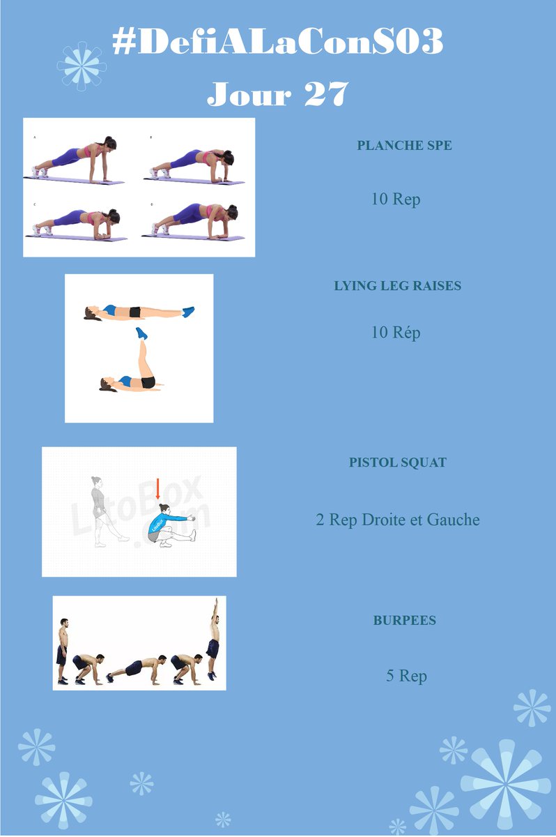 GeekRunOff's tweet photo. #DefiALaConS03 Jour 27
A trois jour de la fin, je vous propose 3 nouveaux exercices en plus des Burpees !!
Explications du Pistol Squat apres
Bon samedi https://t.co/RJPvCzPleY