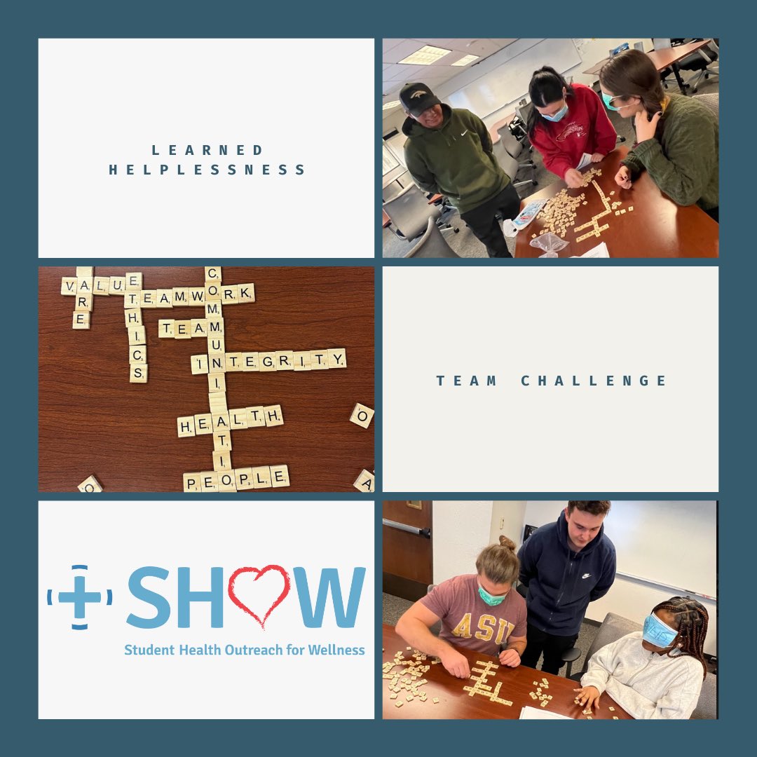 @SHOWazclinic students from the HCR/CRD 471 Interprofessional Education &amp; #CommunityHealth class completed a #team challenge centered on #LearnedHelplessness. Students had to work together to construct a crossword puzzle representing SHOW &amp; #interprofessional competencies! 💙♥️