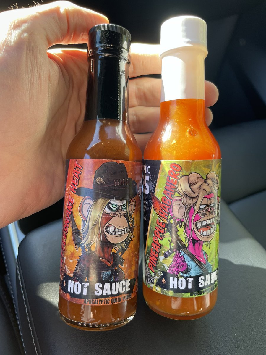 Turn up the 🔥! First order of @apocalypticapes and @AAPEQueens #hotsauce… and I’m smoking some chicken for it right now!