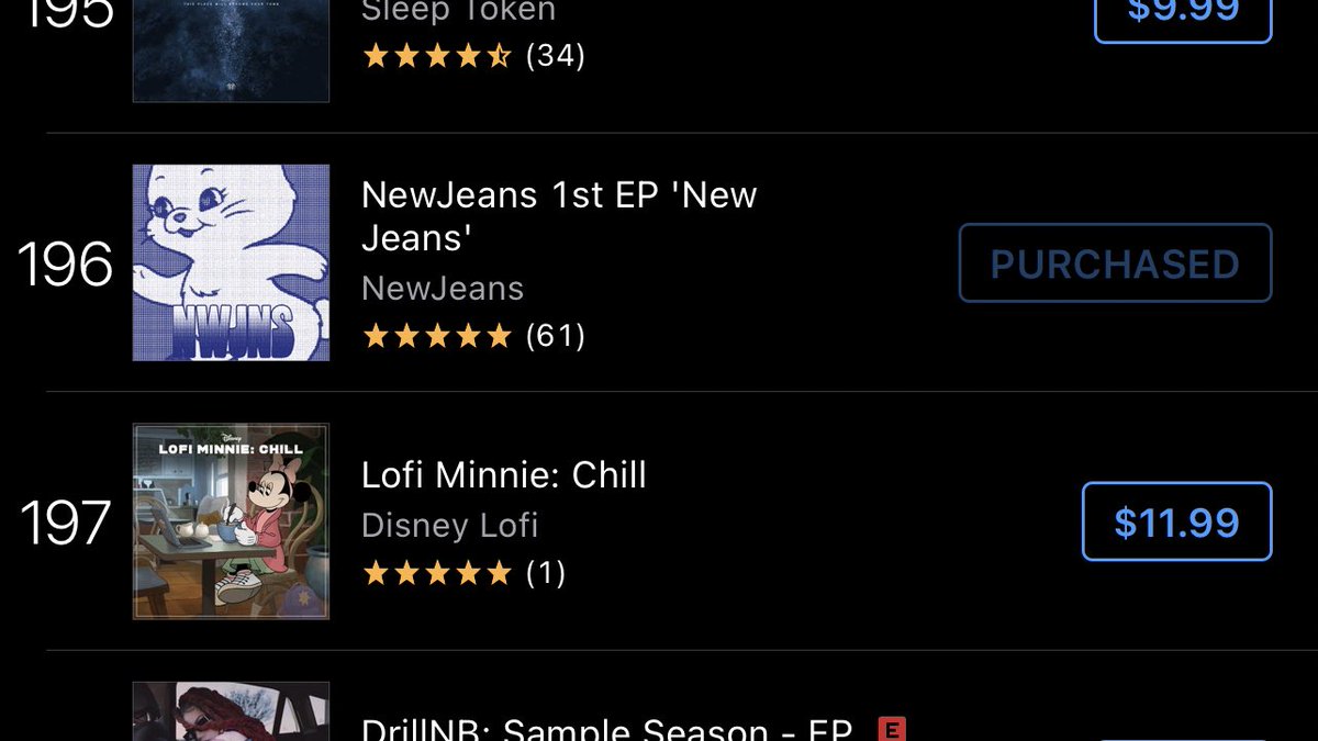 Newjeans charts on twitter itunes usa albums 196 new jeans