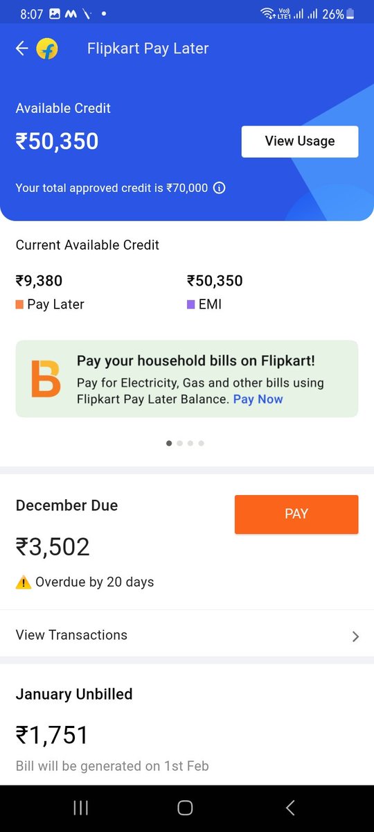 tsinha702's tweet photo. @flipkartsupport Worst experience having with Flipkart.I am unable to pay the bills of Flipkart pay later.Raising the issues since 2 months no resolution provided. https://t.co/ExSLp4Ym5j