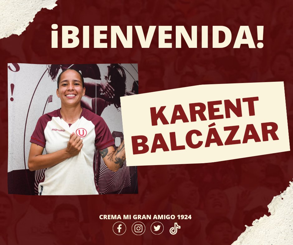 iOFICIAL! La colombiana Karent Balcázar es nueva jugadora central del Fútbol Femenino de Universitario por toda la temporada 2023.  

#CREMAMIGRANAMIGO