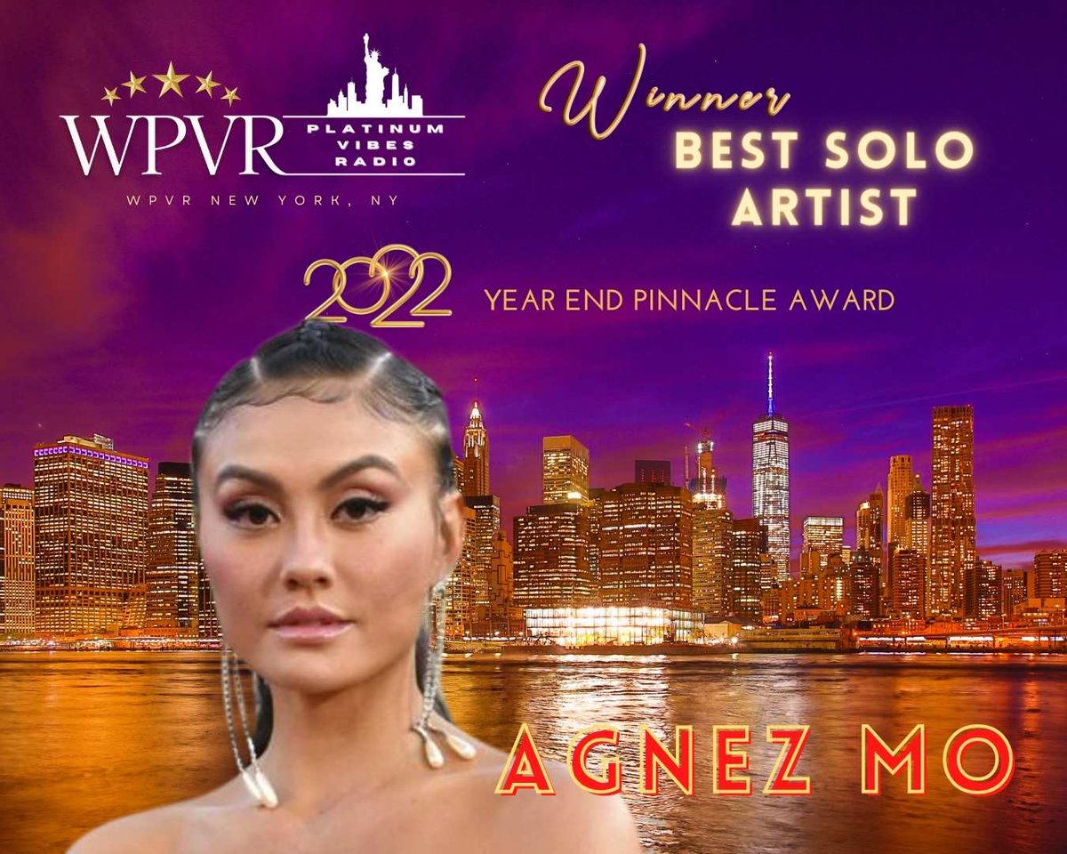 platinumvibes8's tweet photo. 🎉 Congratulations 2022 WPVR NY PINNACLE AWARD WINNER - BEST SOLO ARTIST: AGNEZ MO

@agnezmo #wpvr #pinnacleawards #radioawards #musicawards #agnation #agnezmo #agnezmonica @firsticonagency @streamlinemusicblog https://t.co/gyWZYwLJvl