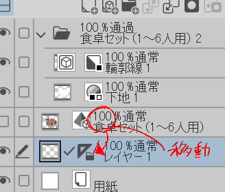 んで、線画化した後に、3dの方に残ってるパース定規を他レイヤーに移動させると・・・ 