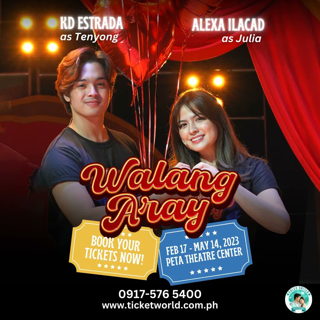#KDLex will be topbilling 12 shows for Walang Aray. What are you waiting for? See them on their theatre debut and be part of this milestone. 

BOOK YOUR TICKETS NOW! 🎟️
premier.ticketworld.com.ph

#PETAWalangAray