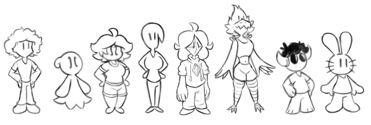 Random Fuzzy Fluffy doodles from an Aggie plus a lineup of all my characters (including Sona) 