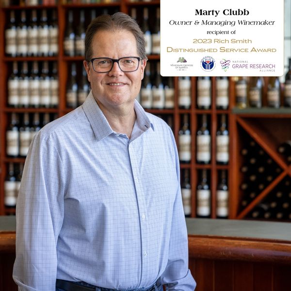 Congratulations to Marty Clubb, owner and managing winemaker of L'Ecole No 41 Winery for receiving the Rich Smith Award of Excellence! This honor is awarded to members of the wine industry for their outstanding contributions to the American grape growing and wine industry.