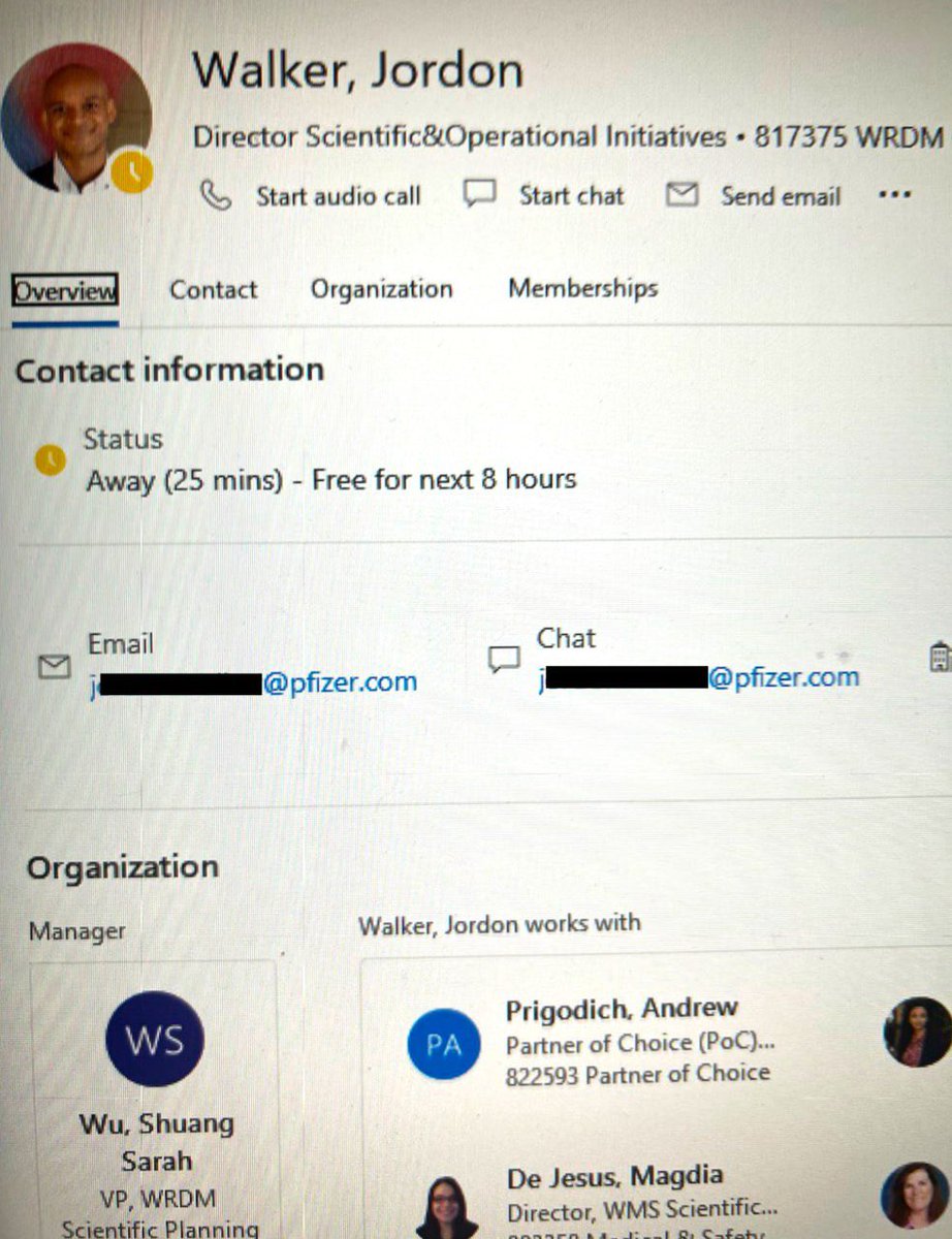BREAKING: A new @Pfizer insider has sent just us an image of Jordon Trishton Walker’s internal Microsoft Teams  profile showing he is still an active employee of the pharmaceutical giant If you have information on this story, contact us at veritastips@protonmail.com