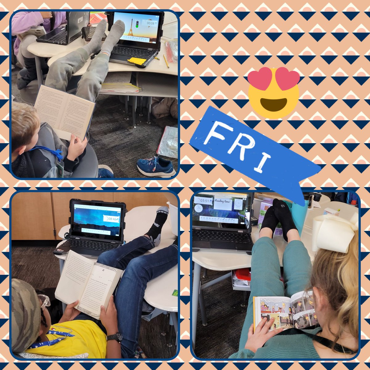 Whoever came up with Feet-Up Friday, thank you!!! Our new favorite tradition! #WeAreRennell @CFISD_ELAR2_5