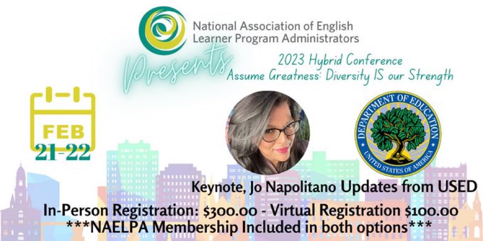 Can’t travel?  No problem!  Join us anyway with our virtual option.  Same great content and collaboration opportunities!#NAELPA23 <a href="/NAELPAforELs/">NAELPA</a>