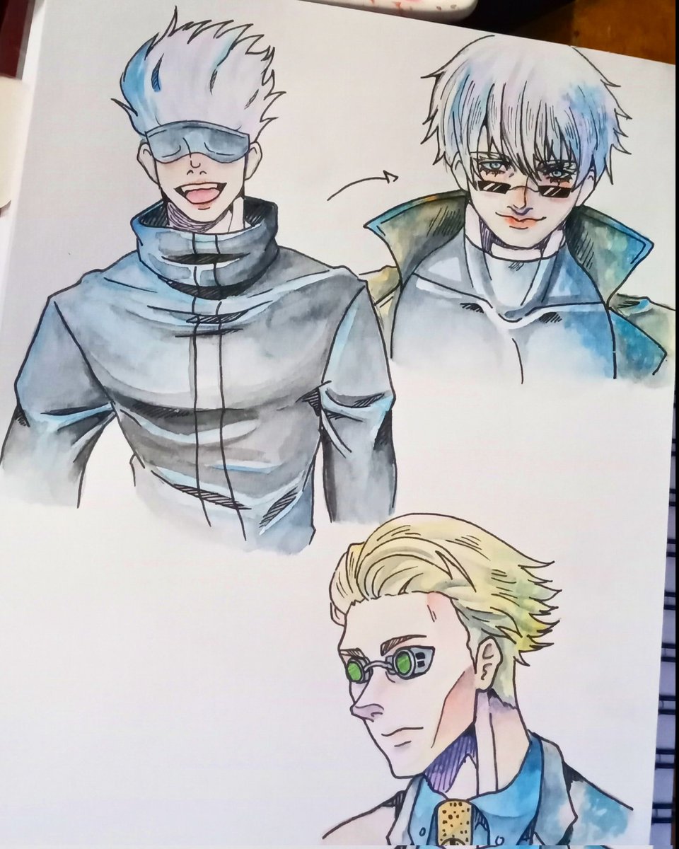 #GOJOSATORU 💕💕💕 #jujutsukaisen 

#dmadrigalkn #fanart #jujutsukaisenfanart #gojo #satoru #anime #animeboy #animemale #mystyle #mangaart #shonen #shonenmanga #inkdrawing #ink #inkmanga #watercolor #watercolorpainting #gansaitambi #watercolormanga #nanamikendo